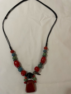 Handmade boho ceramic bead necklace new
