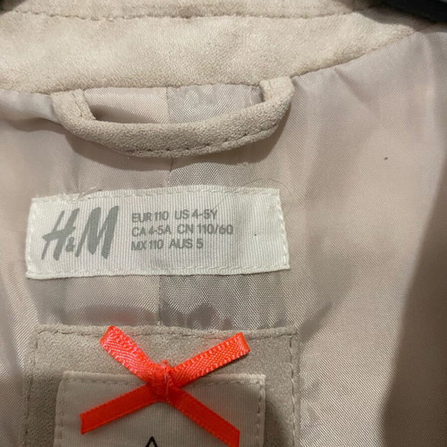 Kids bomber H&M like new, zip, suede fabric, grey and beige