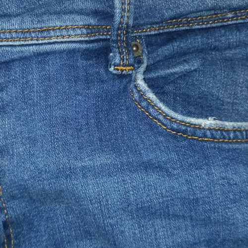 Jean skinny like new with rips and fringes, size XL