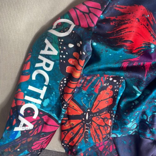 Arctica kids' racing ski suit used, size M, blue multicolor