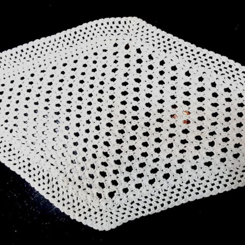 Vintage Hand-Crocheted Tablecloth Rhomboid Like New, White 55×30 cm