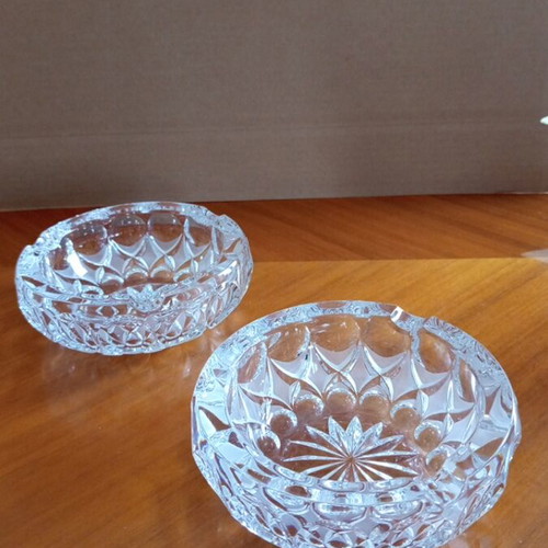 Set of 2 Vintage Lead Crystal Ashtrays / Bowls, 1980