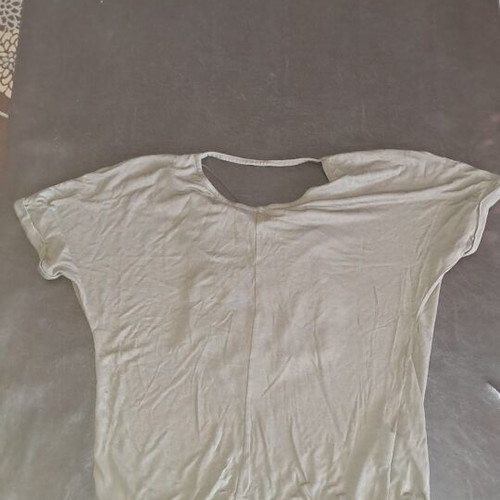 Green blouse with front fringes, like new, Promod