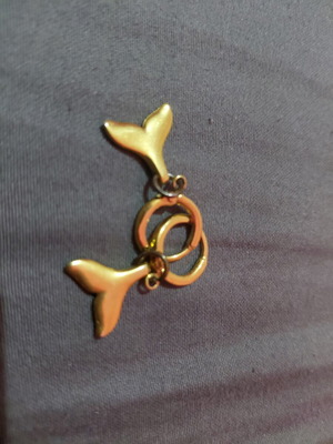Mermaid earrings used, gold tone