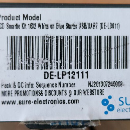 LCD Display 16x2 with USB/UART new, model DE-LP12111
