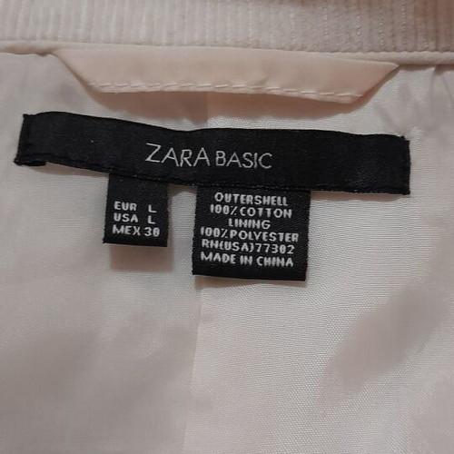Zara Basic γυναικείο σακάκι κοτλέ, εκρού, μέγεθος L