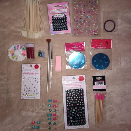 Nail art set like new with stickers and nail accessories