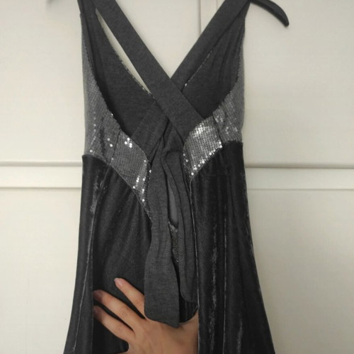 Velvet evening top with sequins, like new, gray and silver, size M