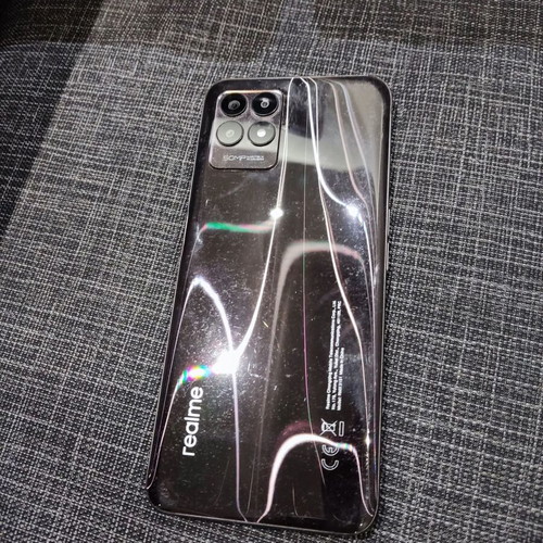 Realme 8i Dual SIM 4GB/128GB used, black with damaged glass