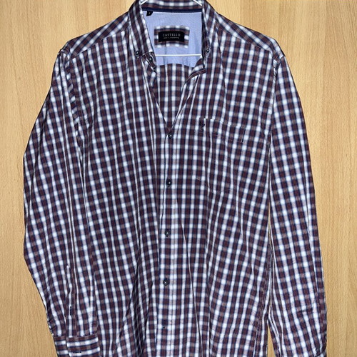 Castello checked shirt size L, white and red