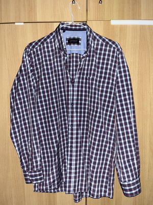 Castello checked shirt size L, white and red