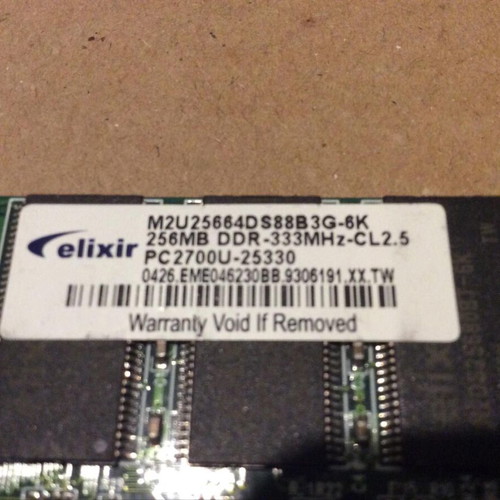 Elixir 256MB DDR1 RAM PC2100U 266 MHz computer memory set of 2 used