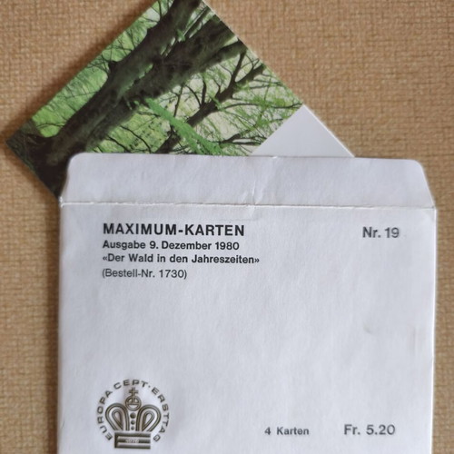 Maximum cards set from Liechtenstein 1980, like new, forest theme