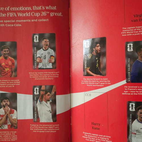 Panini World Cup 2026 album with 10 Adrenalyn cards and 11 stickers
