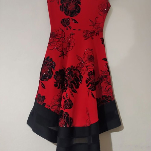 Quiz asymmetrical dress with floral glitter new, size 36