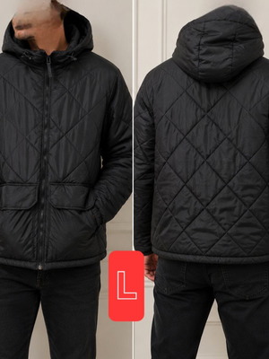 Men's jacket L like new, black with front pockets