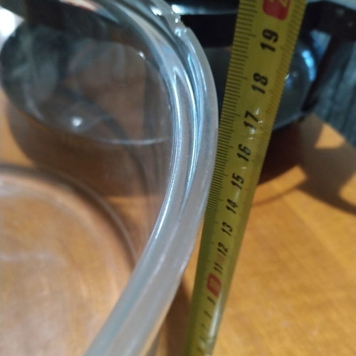 Pyrex with metal base used, diameter 33 cm, height 16.5 cm