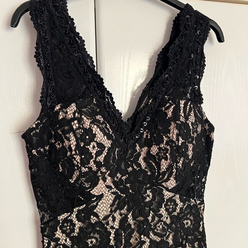 Benissimo formal dress with lace black and beige like new, size S