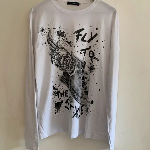 Massimiliano Bini XXL long sleeve T-shirt with winged sneaker print