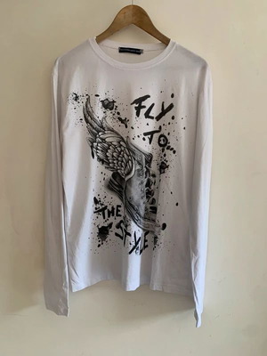 Massimiliano Bini XXL long sleeve T-shirt with winged sneaker print