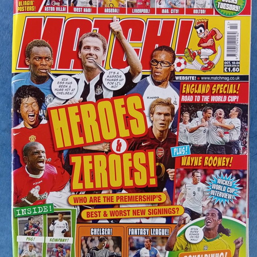 Match Football Magazine Issue 18-24/10/2006 Like New with Ronaldinho Poster