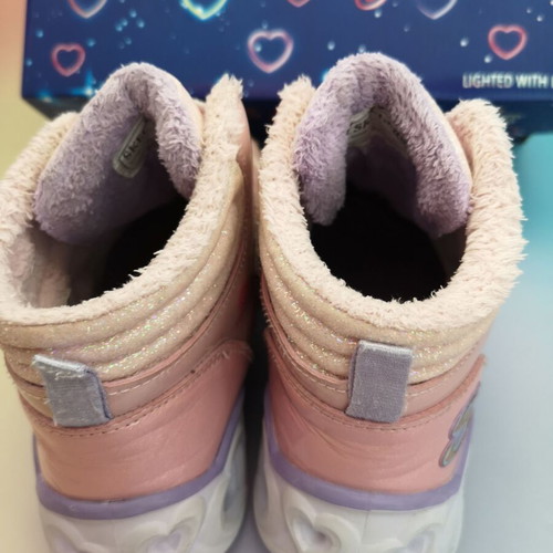 Skechers Heart Lights Brilliant Rainbow boots, size 32, pink