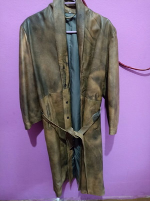 Italian kimono trench coat like new with faux leather belt brown