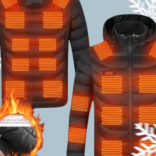 Heated jacket with battery unisex new, black, size L