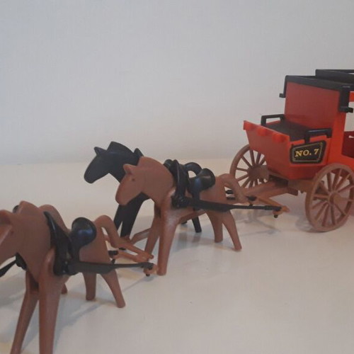 Playmobil vintage 90's carriage with four horses used