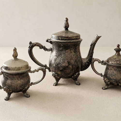 Vintage silver-plated tea set like new, 3 pieces
