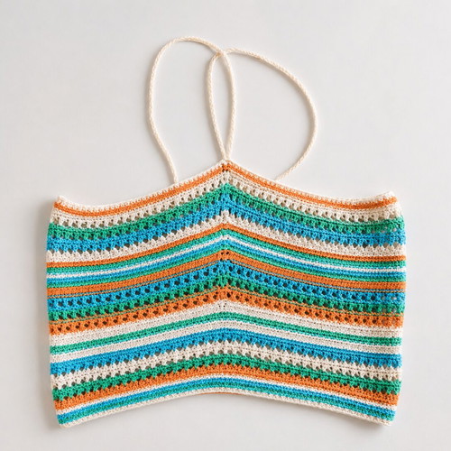Mango crocheted halter neck top M size like new multicolour