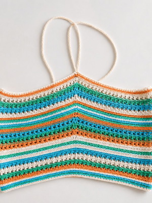 Mango crocheted halter neck top M size like new multicolour