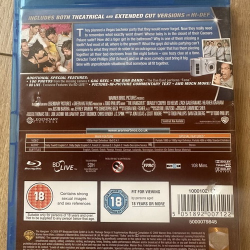 The Hangover Extended Cut Blu-Ray used with English subtitles