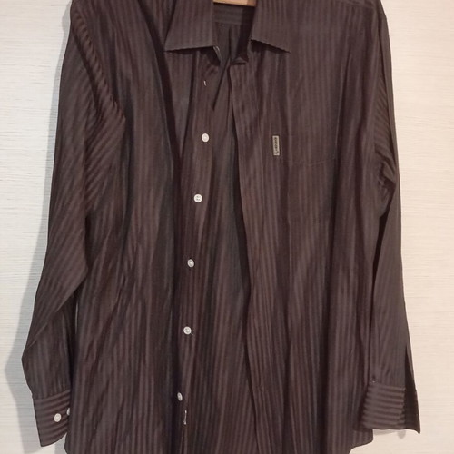 Armani Jeans men's shirt used, striped brown and black, size XL