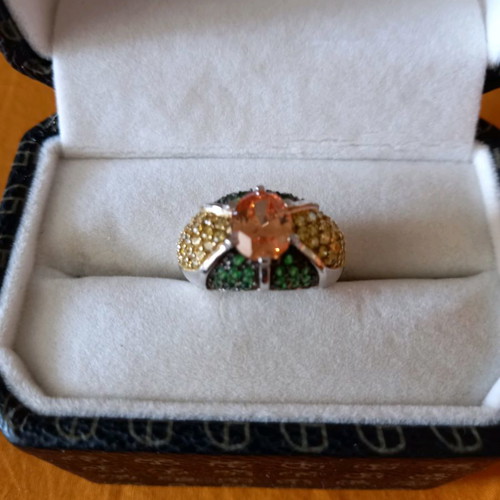 Sterling Silver 925 Platinum Plated Ring with Zircon, Galerie Tsangarakis