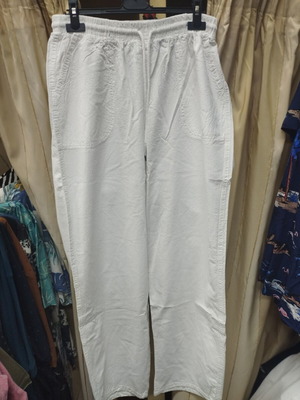 Linen men's pants MX5005 white with drawstring, new
