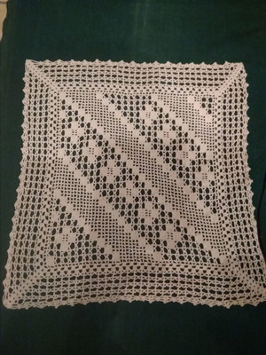 Crochet handiwork square new from 1960, 43x43 cm