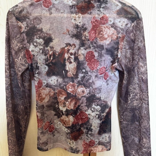 Y2K see through top with velvet sleeves size S like new