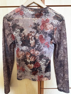 Y2K see through top with velvet sleeves size S like new