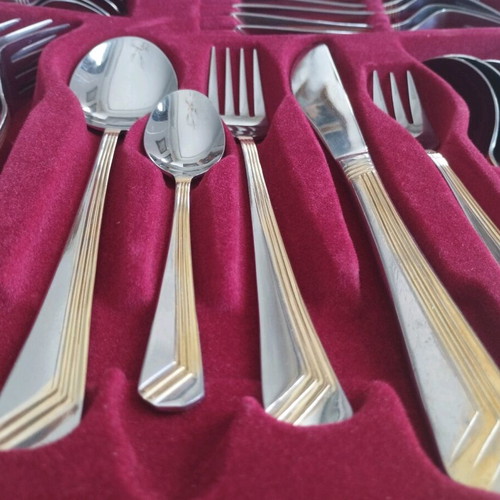 Cutlery set 30 pieces Rostfrei Germany like new with gold stripe
