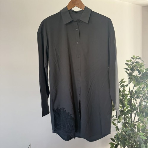 Missguided Dark Grey Longline Shirt Dress XL