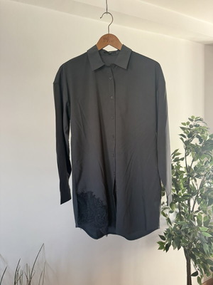 Missguided Dark Grey Longline Shirt Dress XL