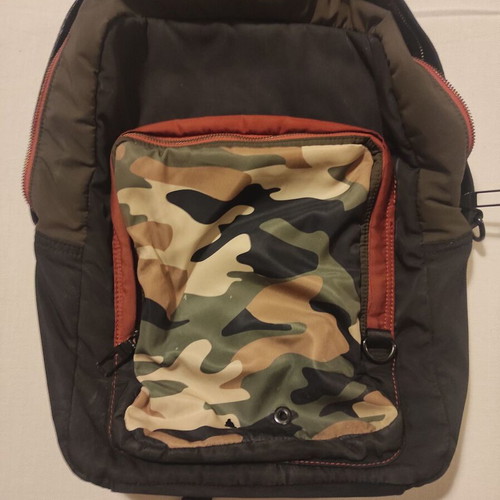 Zara men's backpack used, khaki-black with orange details