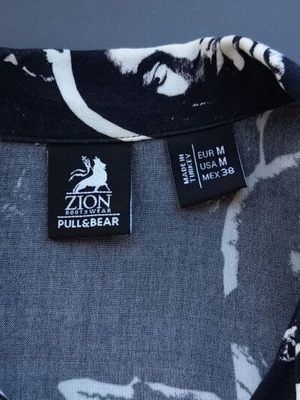 Πουκάμισο Bob Marley μεταχειρισμένο, Pull & Bear, μαύρο και άσπρο, μέγεθος M