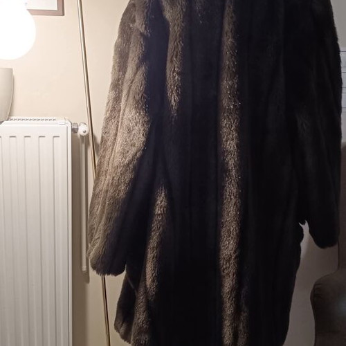 Vintage faux fur coat Louis Feraud large oversized brown like new