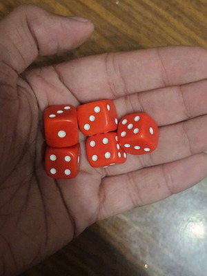 Red dice set of 5 like new