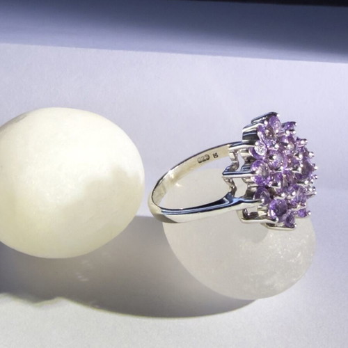 Ken Craft Sterling Silver Amethyst Cluster Ring like new