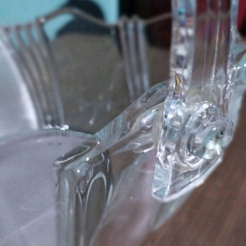 Crystal fondue bowl like new, oval with removable plexiglass handle