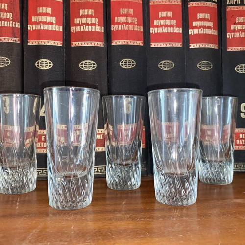 Ouzo glass set, 5 pieces, like new, made in Italy