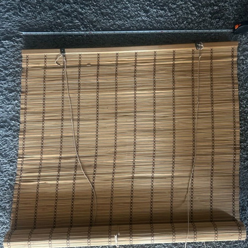Wooden roller blind used, 90cm width